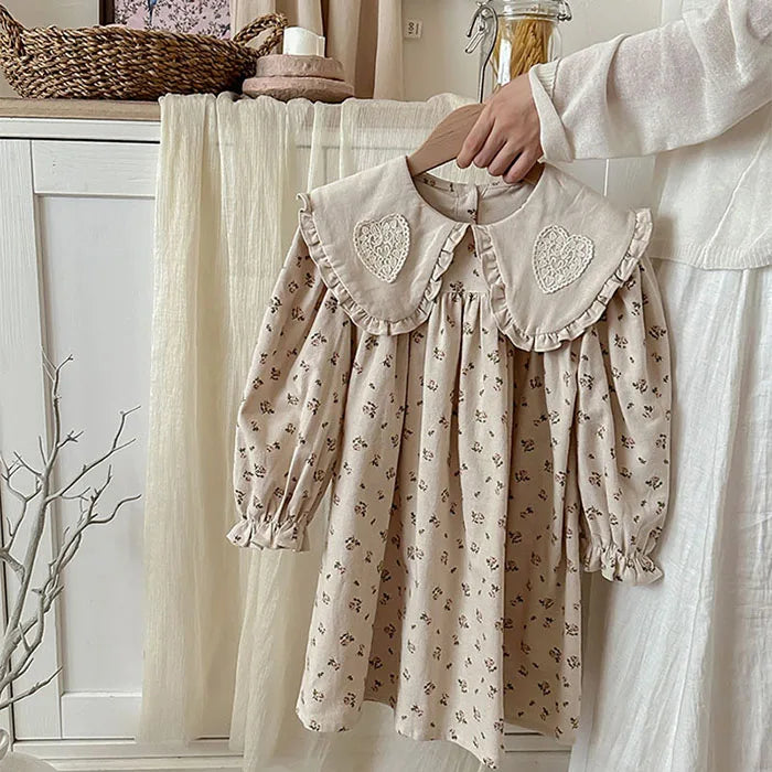 2025 New Spring European American Style Sister Clothes Kids Princess Dresses Long Sleeved Cotton Print 2-7Yrs Girl Party Dress