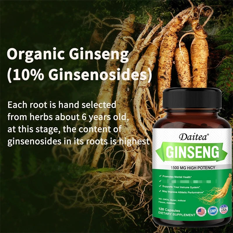 Energy Supplement - Ginseng Extract, Enhances Physical Energy, Memory and Immune System, and Refreshes The Mind