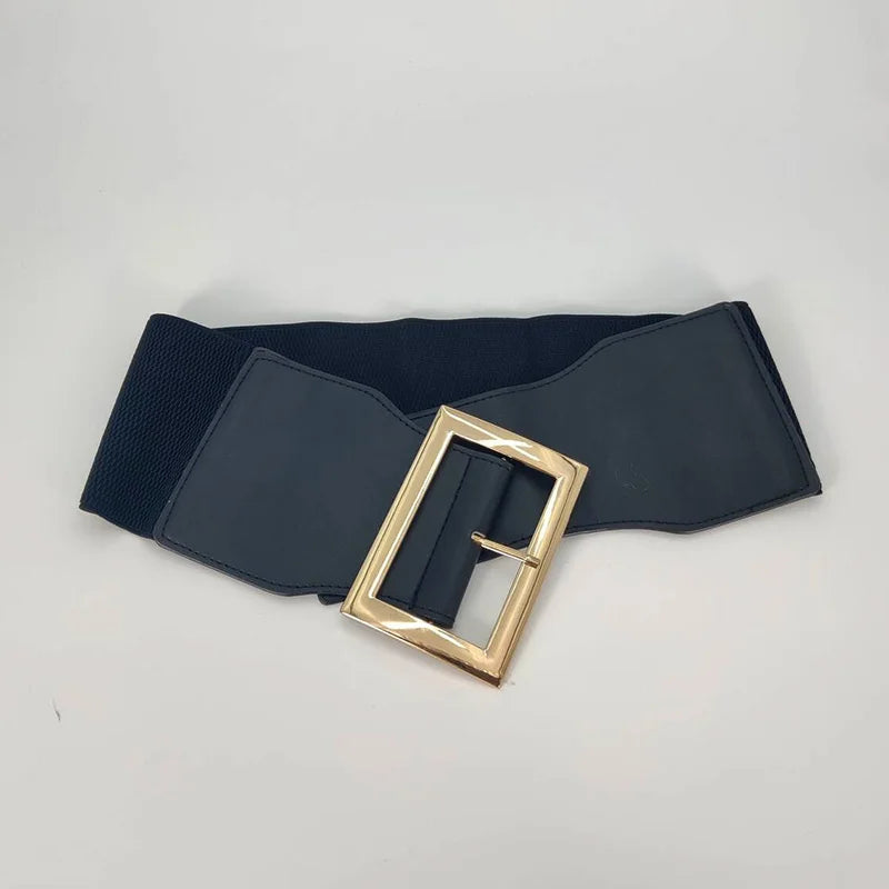 Fashion Plus Size Golden Bucket Corset Belts for Women Wide Elastic Stretch Cummerbunds Female Dress Coat jacket Waistband