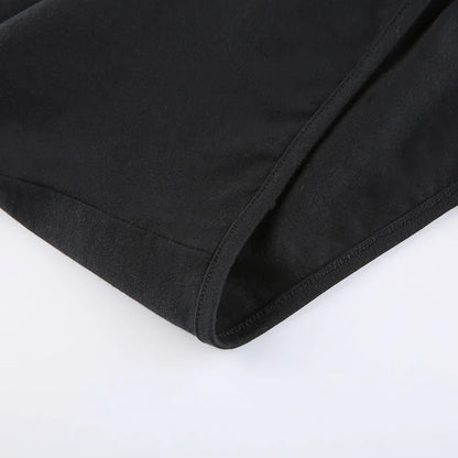 Women Hollow Out Black Y2K Tees Sleeveless Skinny Tops Cool Punk T-shirts Techwear 2023 Spring Summer New Sexy Crop Top