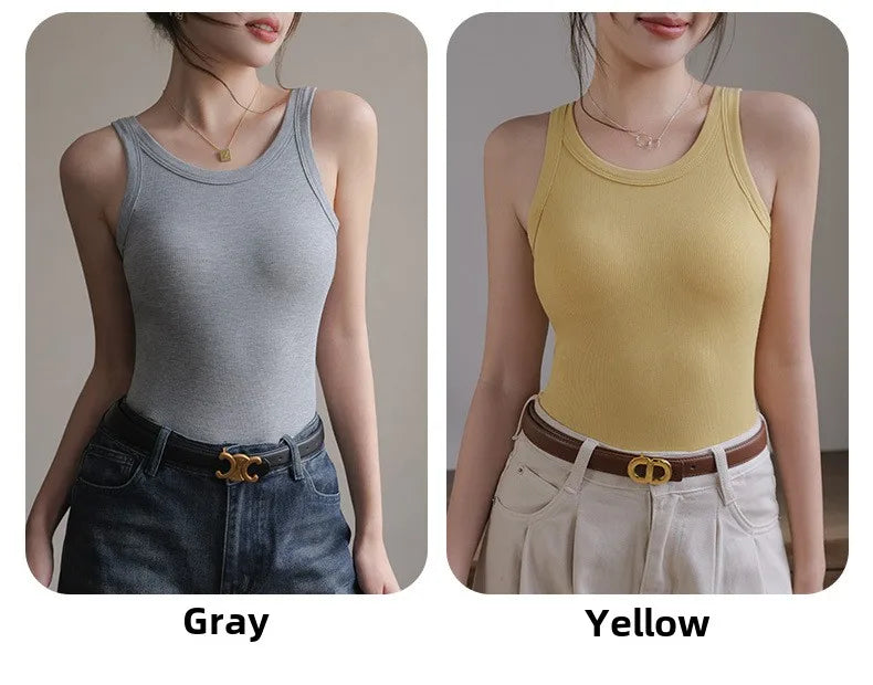 2025 Summer Women Strappy Tank Top Built-in Bra Seamless Wirefree Push Up Y2K Fashion Tube Top Innerwear Outerwear Hot Selling