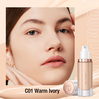 O.TWO.O Liquid Foundation Cream for Face 30ml High Coverage Makeup Base SPF30 Waterproof Concealer Makeup Foundation C01 WARM IVORY