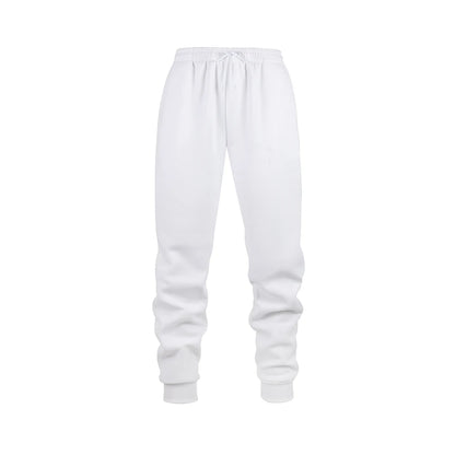 Mens Jogging Sports Pants Autumn Winter Sweatpants Men Sports Gym Trousers Fashion Solid Color Casual Workout Long Pants WHITE