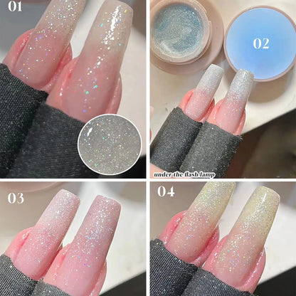 1-3pcs PSK 2025 New Whitening Purple Glass Beads Starry Crystal Nail Art Purple Glass Bead Cat Eye Gel Nail Polish Nail Supplies menghuanxinghe1-4