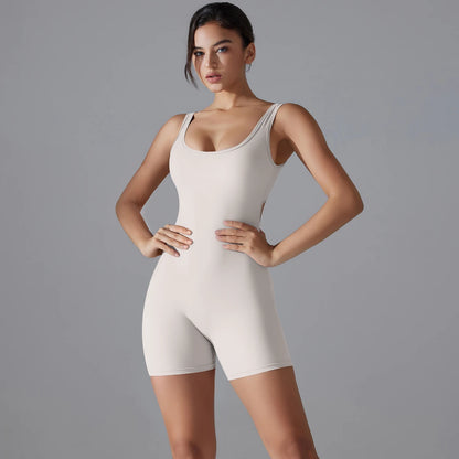 New V Back Scrunch Sports Jumpsuit Women Gym Rompers Sleeveless Sportswear Bodysuits Women Casual One-Piece Suit Yoga Clothing