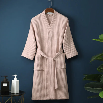 Men Women 100% Cotton Terry Bathrobe Suck Water Towel Sleepwear Spa Hotel Long Bath Robe Kimono Plus Size Dressing Gown Lovers Pink CHINA