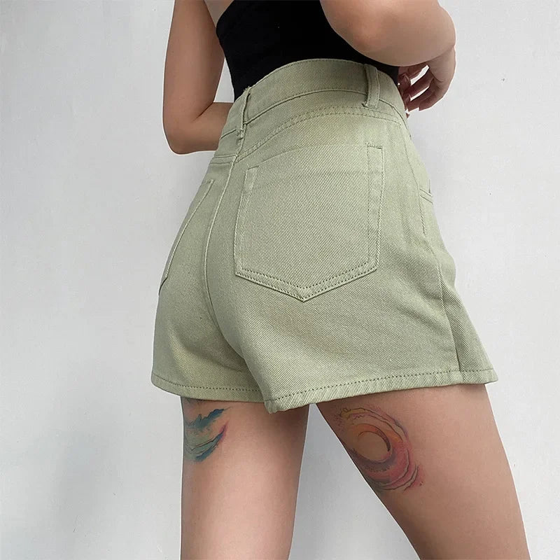 Summer High-waisted Slimming Denim Skirt For Women Versatile Unique Fashionable Exposure-proof Irregular A- line Shorts