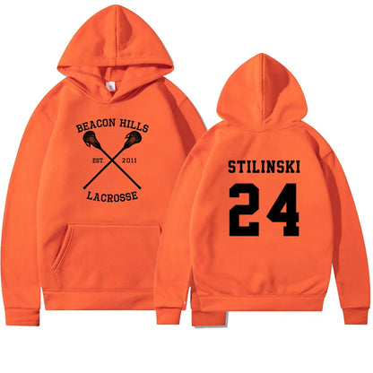 Teen Wolf Hoodie Beacon Hills Lacrosse Hoodie Stilinski 24 Teen Wolf Hooded Sweatshirt Dylan Obrien Unisex Teen Wolf Hoodies Orange