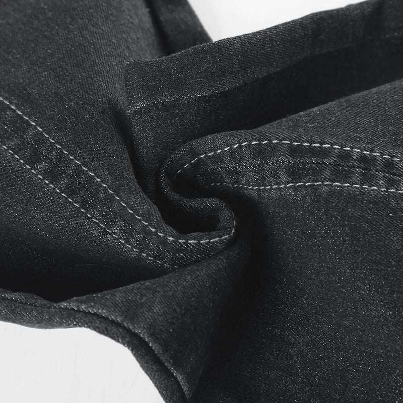 Weekeep Punk Style Star-shaped Rivet Jeans Low Rise Multi-pockets Patchwork Denim Cargo Pants Korean Fashion Hippie Flared Jeans