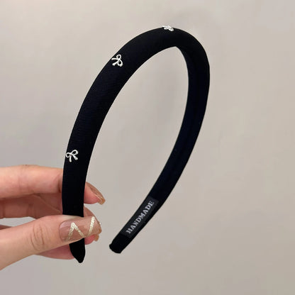 1pc/3pcs butterfly tie headband simple solid color fabric sponge head buckle headband accessory black