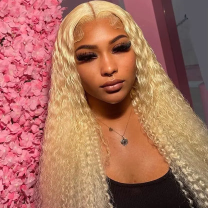 Deep Wave 13x6 HD Lace Frontal Human Hair Wig 30 40 Inch Curly 613 Honey Blonde Water Wave 13x4 Lace Front Wigs For Women 250% Badiee Stylez
