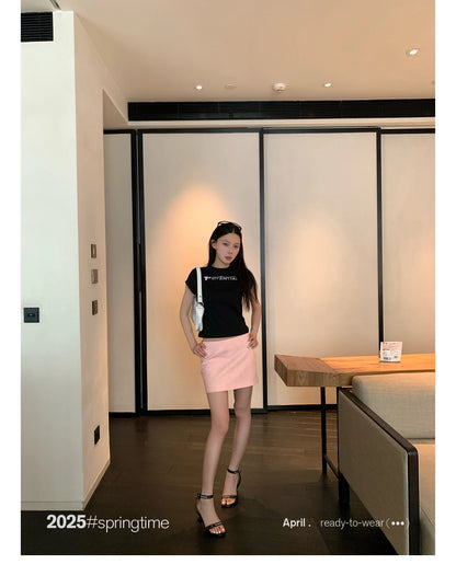 Lautaro Spring Summer Pink Soft Pu Leather Mini Skirt Women with Low Waist Short Luxury Chic A Line Clothes Korean Fashion 2025