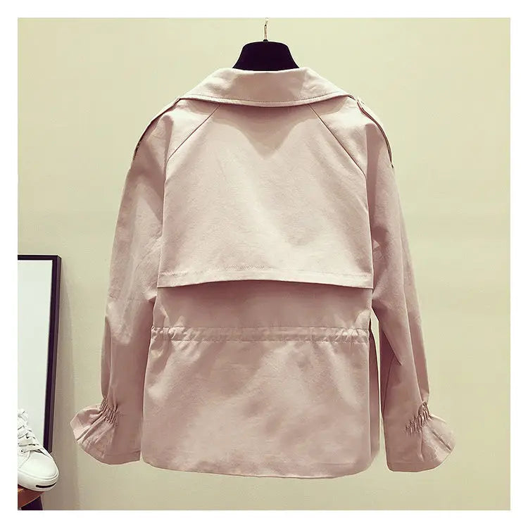 Women's Short Jacket 2025 Spring Autumn New Korean Fashion Loose Waist Slim Windbreaker Coat Solid Female Outwear Tops