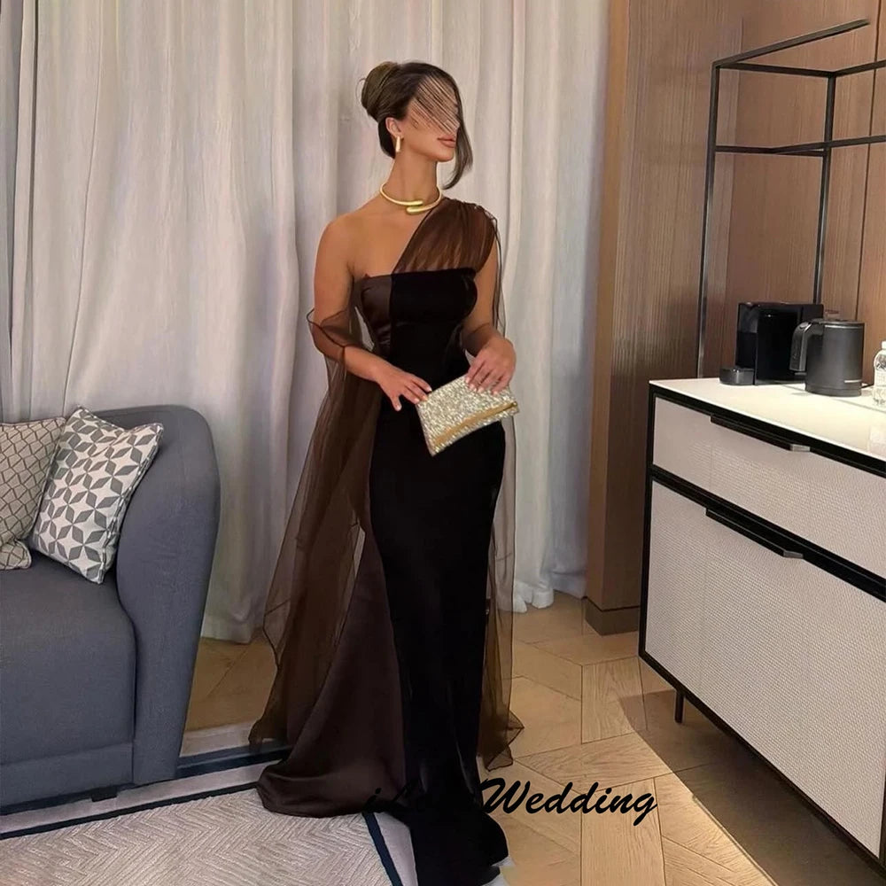 Elegant Evening Dresse One  Shoulder Saudi Arabia Stain Mermaid Backless Wedding Party Dress Robe De Soirée Femme New customsize Badiee Stylez