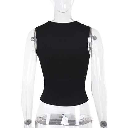 Y2K Women'S Bow Tie-Up Tank Tops Wide Shoulder Straps Bandage Camisole Sexy Low Cut Crop Tops Female Vest Tops