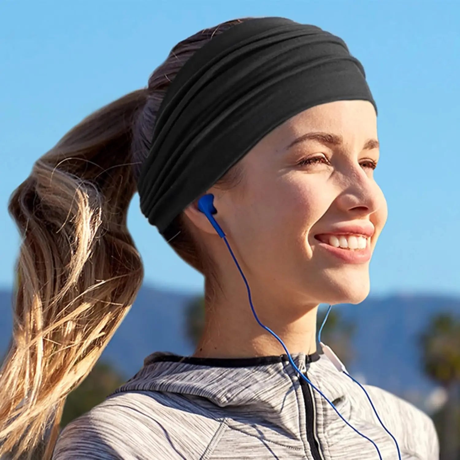 Women Headbands African Wide Hair Wrap Turban Twist Headband for Women Large Sport Workout Stretch Non-slip Big Hair Bands