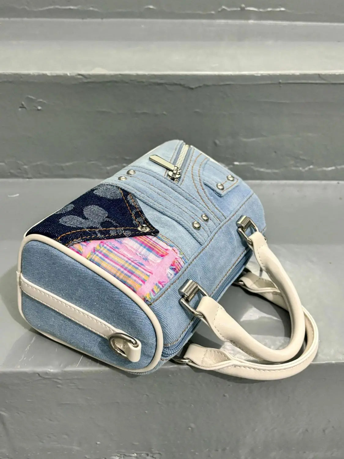 JIAERDI Retro Denim Messenger Bag Purse Women Vintage Patchwork Handle Y2k Bowling Bag Ladies Hot Girls Crossbody Hand Bags New