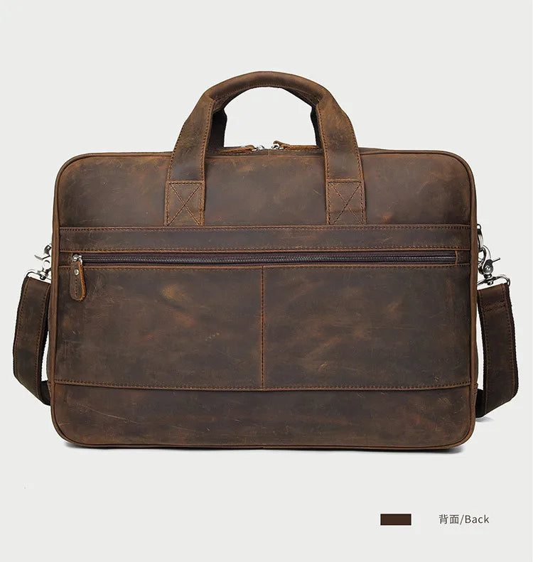 High Quality Genuine Leather Men Briefcase Business bag Crazy Horse Leather Large 17"inch Laptop Bag male Portfolio Office Case