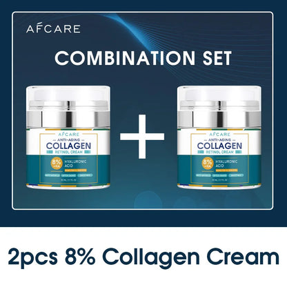 8% Collagen Face Cream Suit High Quality Hyaluronic Acid Anti-Wrinkle Retinol Moisturizing Anti-aging Facial Skincare Products 2Pcs AF2