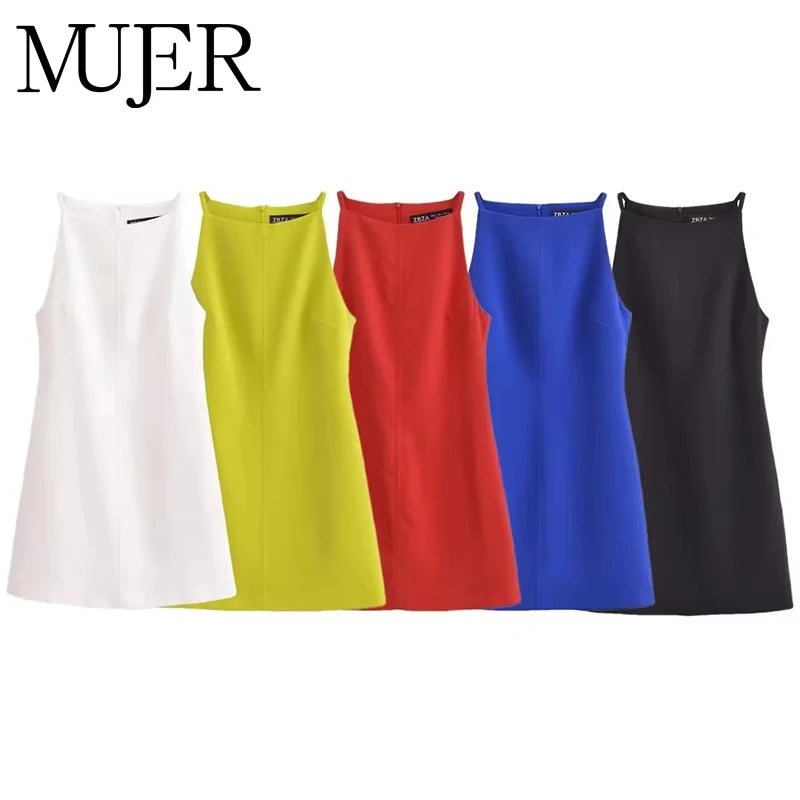 MUJER White Mini Dress Woman Sleeveless Summer Short Dresses For Women 2025 Off Shoulder Black Sexy Dress Evening Party Dresses