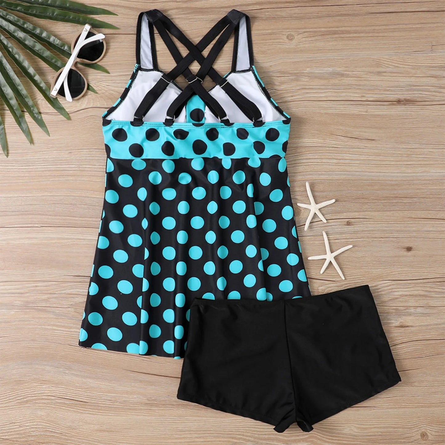 Plus size two-piece swimsuit women's sexy slim belly-covering conservative boxer shorts swimsuits casual fashion beachwear