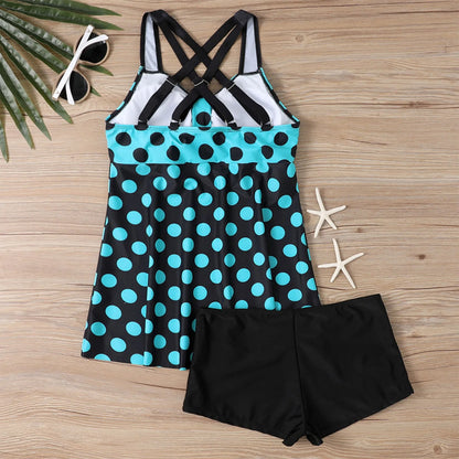 Plus size two-piece swimsuit women's sexy slim belly-covering conservative boxer shorts swimsuits casual fashion beachwear