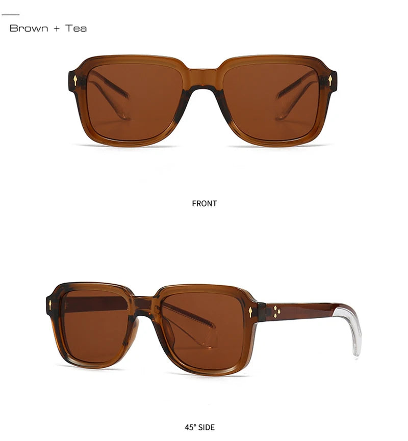 SHAUNA Fashion Sunglasses Women Square Gradient Shades UV400 Retro Rivets Men Sun Glasses