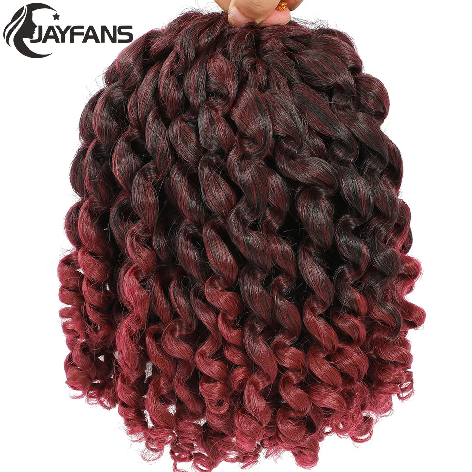 1- 5 Packs 8 inch Jumpy Wand Curl Jamaican Bounce Crochet Hair Natural Black Wand Curls Crochet Hair Short Curly Crochet Braids Badiee Stylez