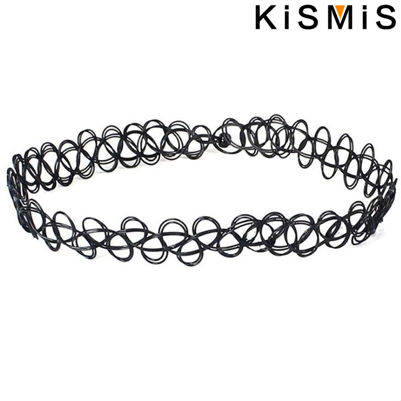 KISMIS 6Pcs/Set Black Lace Chokers Necklace Set Vintage Gothic Punk Elastic Necklace Women'S Jewelry 1Sets Badiee Stylez