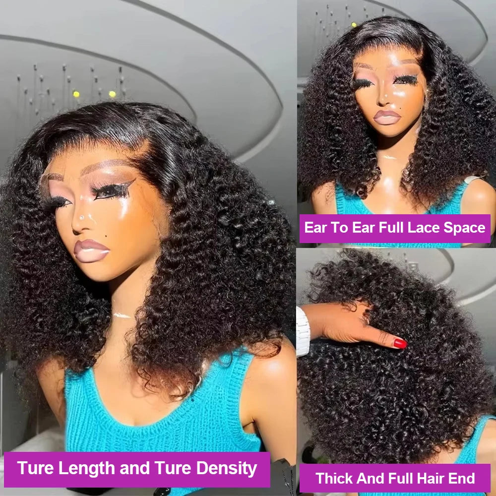 Short Bob Deep Wave Lace Frontal Wig PrePlucked 13x4 13x6 Lace Front Wig Peruvian Curly Human Hair Bob Wigs For Women and Girls Badiee Stylez