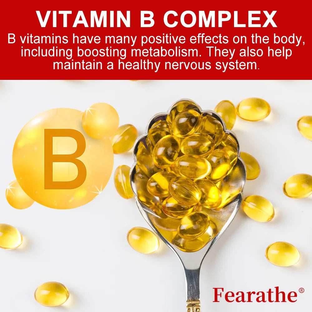 Vitamin B Complex - Supports Memory, Helps Boost Natural Energy, Improves Mood, Benefits Brain and Heart Function
