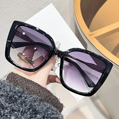 1pc Women's Large Square Frame Fashion Sunglasses - Stylish Gradient Purple Lens with Tortoiseshell Pattern Badiee Stylez