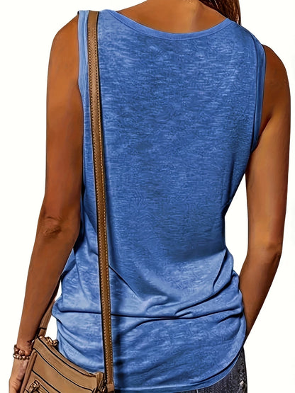 Versatile Women's V-Neck Half-Zip Tank Top - Casual All-Season Wear with Durable Stretch Fabric