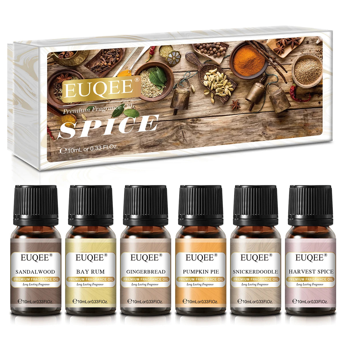 EUQEE 10ML Men's Fragrance Oil For Car Diffuser,Making Candle Leather Forest Pine Coffee Cake Cedarwood Bay Rum 1pcs/3pcs/6pcs - Badiee Stylez