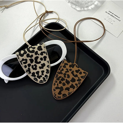 Leopard Print Leather Neck Hanging Sunglasses Clip Glasses Chain Storage Necklace Women's Hanging Rope Sweater Chain