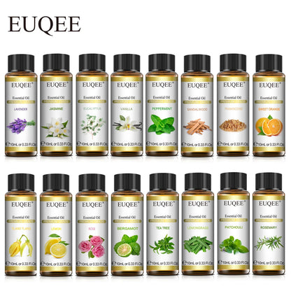 EUQEE 10ml Natural Plant Essential Oil with Dropper For Diffuser Humidifier Lavender Jasmine Eucalyptus Vanilla Essential Oils - Badiee Stylez