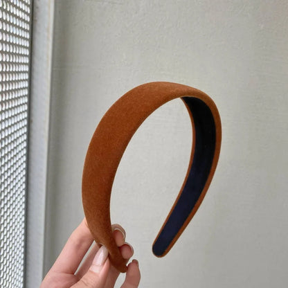 Autumn Winter Soft Velvet Cloth Sponge Padded Hairbands for Women Girls Casual Shopping Face Washing Dress Up Hair Accessories coffee