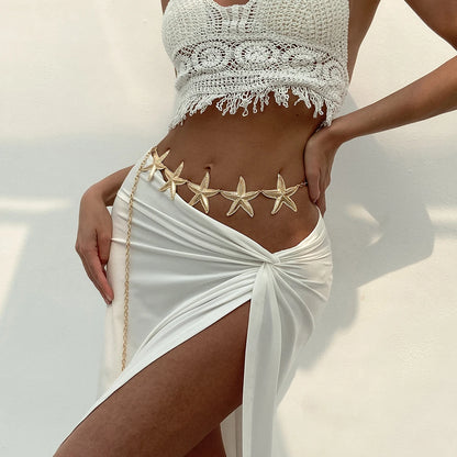 Ingemark Vintage Metal Star Starfish Waist Belly Belt Chain for Women 2025 New Fashion Boho Summer Beach Bikini Body Jewelry New