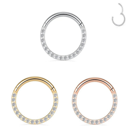 Surgical Steel Nose Rings Hinged Segment Ear Cartilage Tragus Earrings Helix Hoops CZ Septum Clicker Piercing Body Jewelry