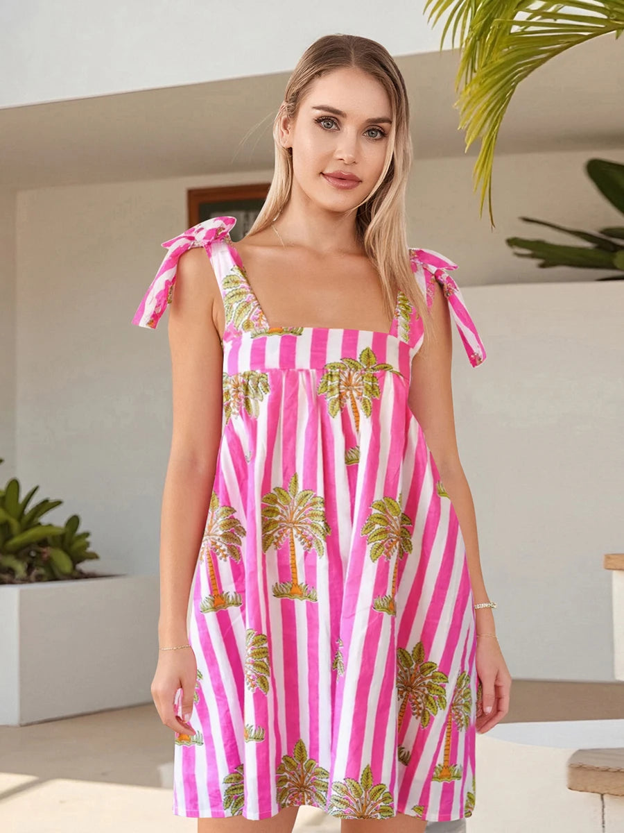 Women s Boho Floral Print Spaghetti Strap Maxi Dress with Ruffle Hem for Summer Vacation Beach Party Casual Wear