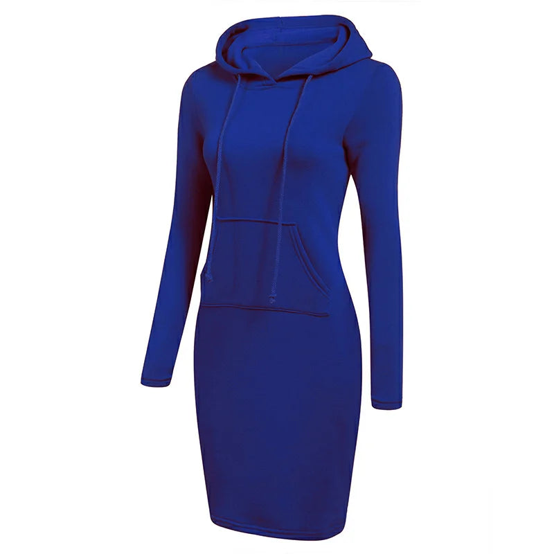 Fashion Sweatshirt Dresses Women's Pocket Hooded Casual Dresses Mini Dresses Badiee Stylez