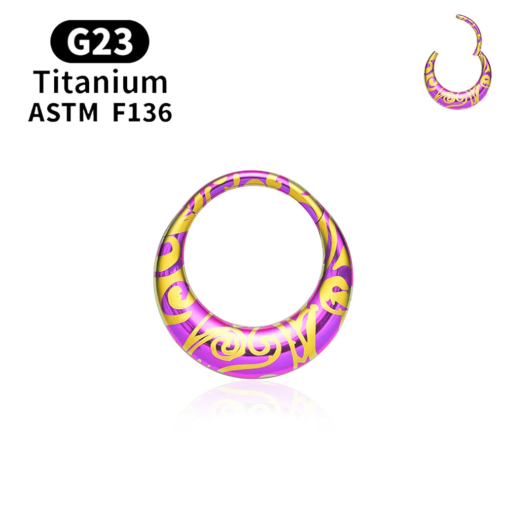 ASTM F136 Titanium 16G Moon Septum Hoop Ring Anodizing Hinged Segment Nose Clicker Tragus Helix Daith Earring Piercing Jewelry 1PCS