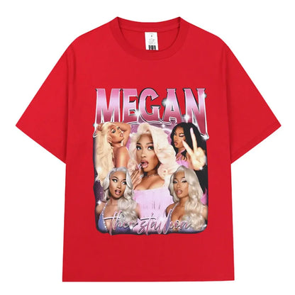 Rapper Megan Thee Stallion Graphics Print T Shirt Hot Girl Summer Tour Women Women Hip Hop Vintage T Shirts 100% Cotton T-shirt X603-3-red