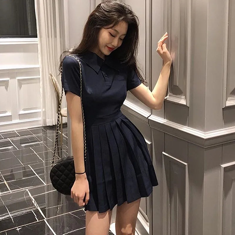 Hebe Sle Retro Collar Little Bla Dr Women Sweet And Spicy Waist Cinching Summer ort Sve High Waist A-Line Dr Black