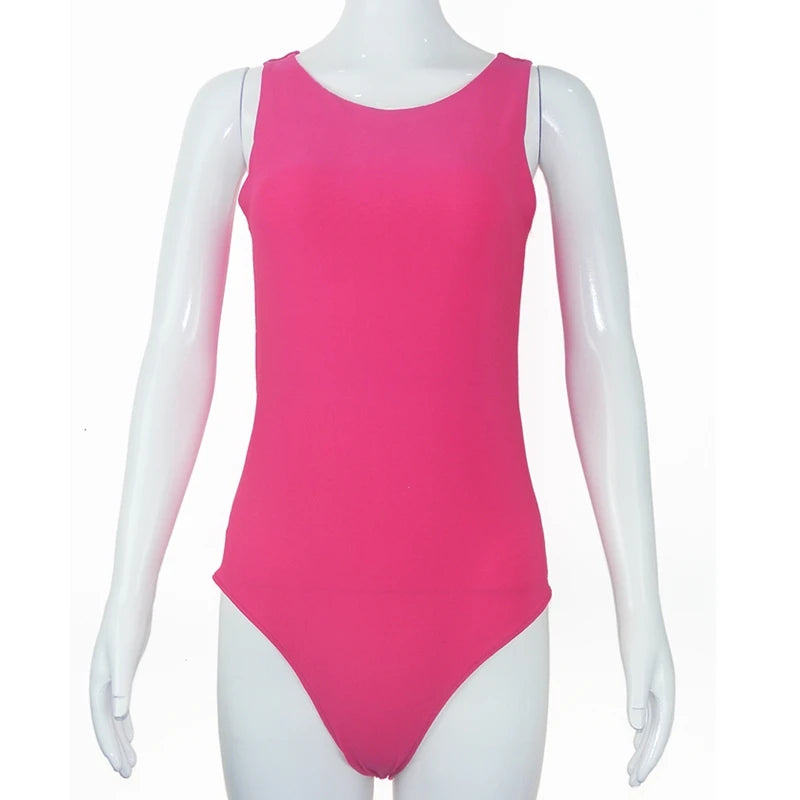 Woman Clothing Bodysuits Sleeveless Slim Fitness Double Layer Cloth Knitted Jumpsuits Sex Leggings Playsuits 2024 Y2K Qtraf2407 Rose Red