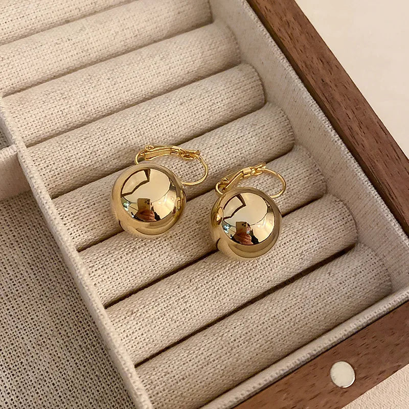 Trendy Gold Plated Geometric Gear Shape Circle Hoop Earrings for Women Girl Fashion Zircon Jewelry Buckle Type Badiee Stylez