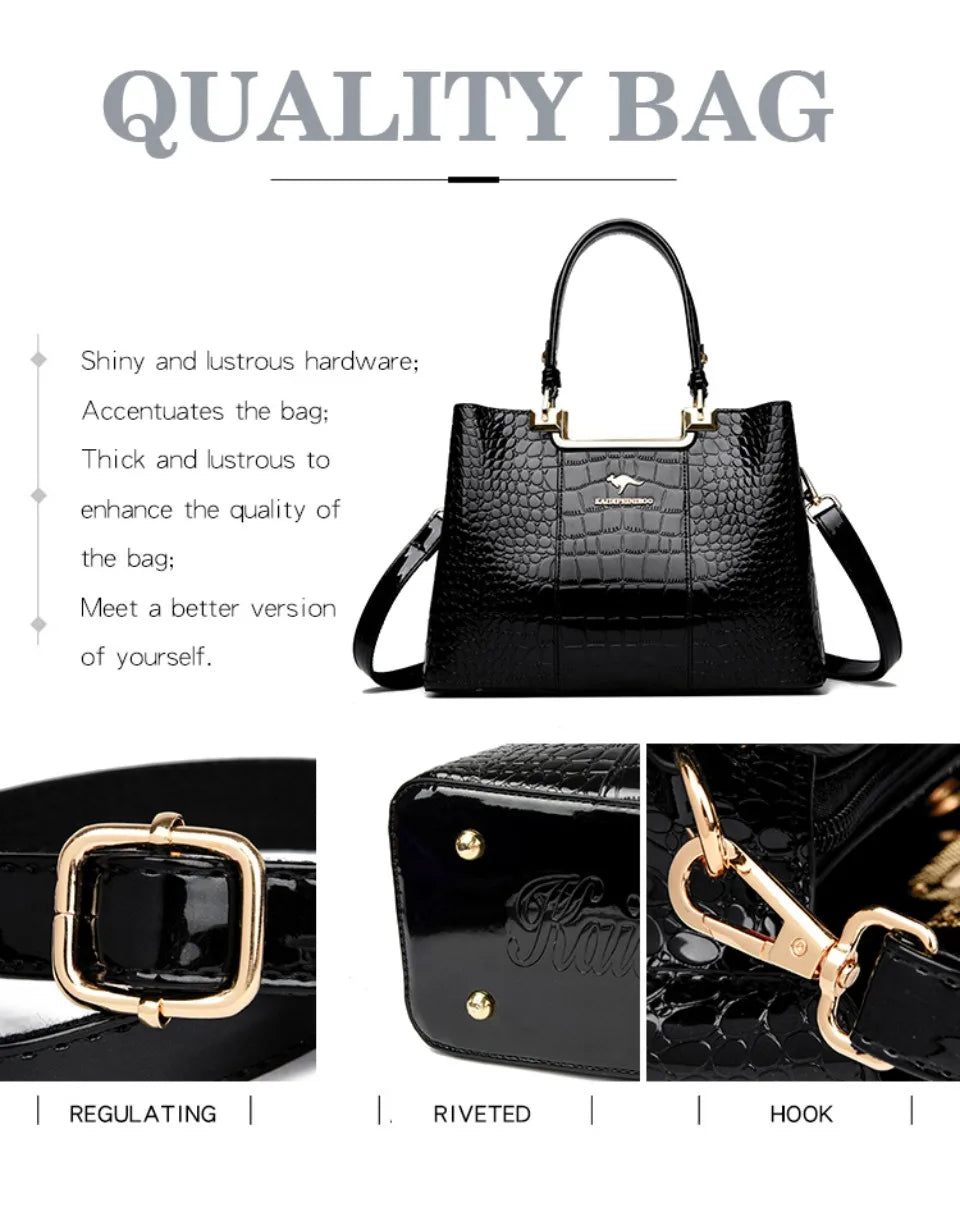 Three Layers Women Shoulder Bags Luxury Designer High Quality Patent Leather Messenger Casual Tote Bag Large Capacity Hand bags