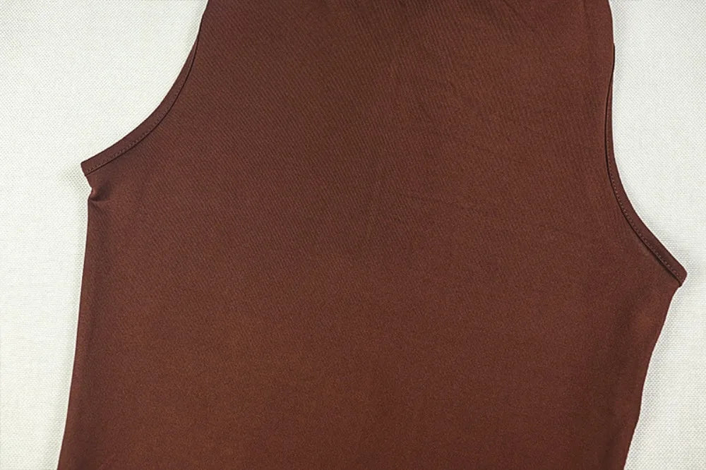 FLARORA Elegant Solid Color Ruched Jumpsuit Woman Bandage Patchwork Sleeveless Bodycon Jumpsuits Evening Party One Piece Overall Badiee Stylez