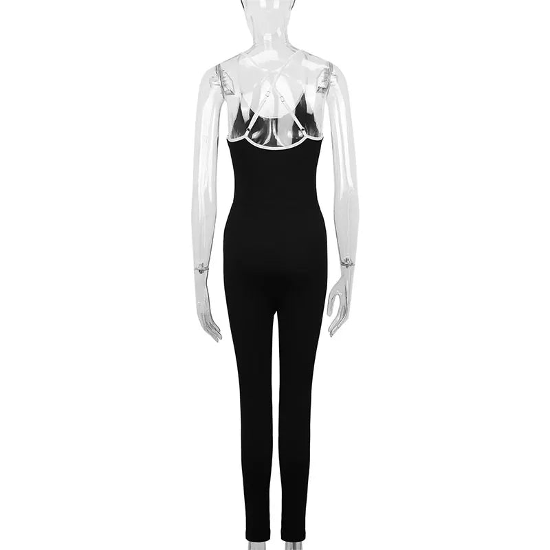 Sexy Women Sling Jumpsuits Summer New Fashion Streetwear Sweatpants Solid Sexy Elegant Lady Backless Bodycon Jumpsuits Clothing