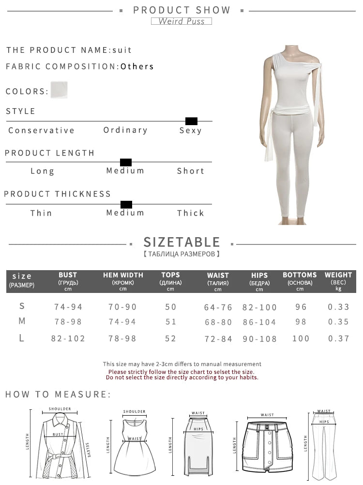 Weird Puss Chic Elegant 2 Piece Set Women Tracksuit Skew Collar Ribbon Tank Tsop+Leggings Casual Skinny Stretch Matching Outfits